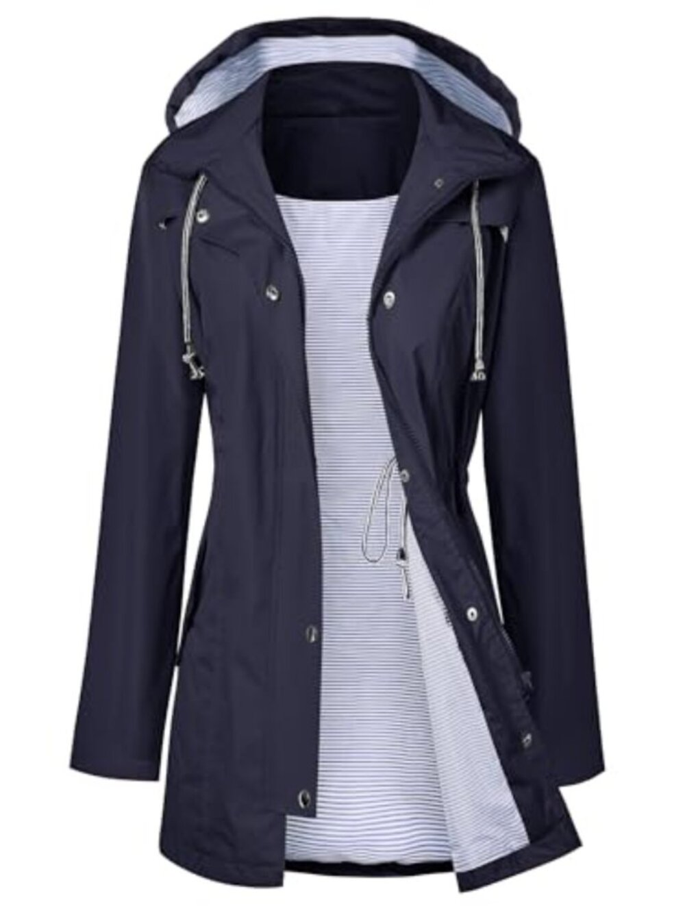 Waterproof Long Hooded Trench Coat Lined Windbreaker Travel Jacket Women's